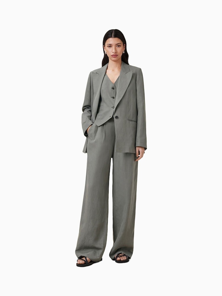 AllSaints Grey Averie Lin Trousers - Image 1 of 7