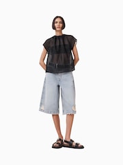 AllSaints Black Trisha Sheer Top - Image 2 of 7