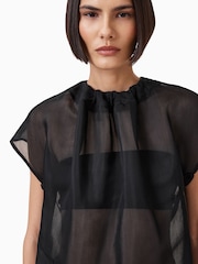 AllSaints Black Trisha Sheer Top - Image 3 of 7