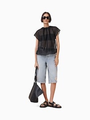 AllSaints Black Trisha Sheer Top - Image 4 of 7