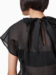 AllSaints Black Trisha Sheer Top - Image 5 of 7