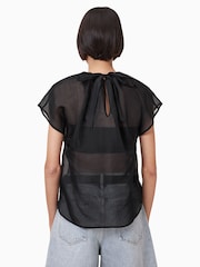 AllSaints Black Trisha Sheer Top - Image 6 of 7