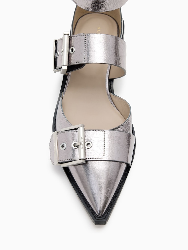 AllSaints Grey Sutton Metallic Shoes - Image 1 of 1