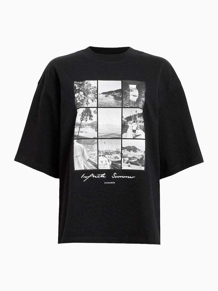 AllSaints Black Film Amelie 100% Organic Cotton T-Shirt - Image 7 of 8