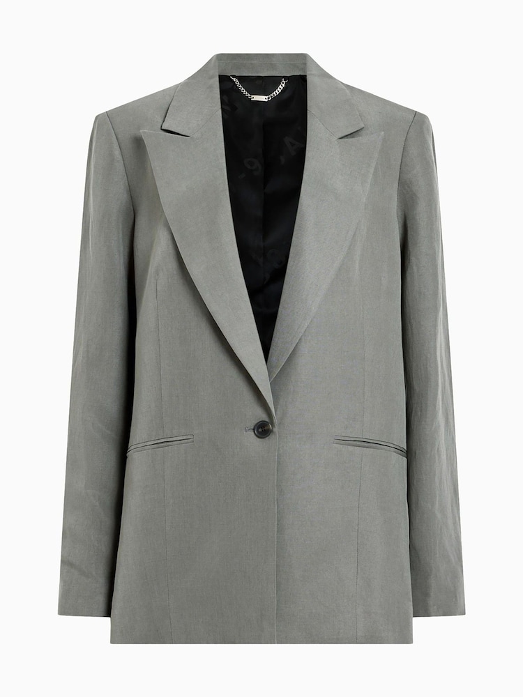 AllSaints Grey Averie Lin Blazer - Image 7 of 7