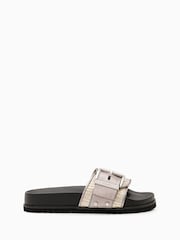 AllSaints Grey Ellie Raffia Sliders - Image 1 of 5