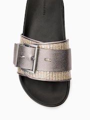 AllSaints Grey Ellie Raffia Sliders - Image 4 of 5
