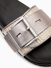 AllSaints Grey Ellie Raffia Sliders - Image 5 of 5