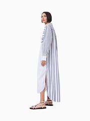 AllSaints Blue Shannon Shirt 100% Organic Cotton Dress - Image 1 of 8