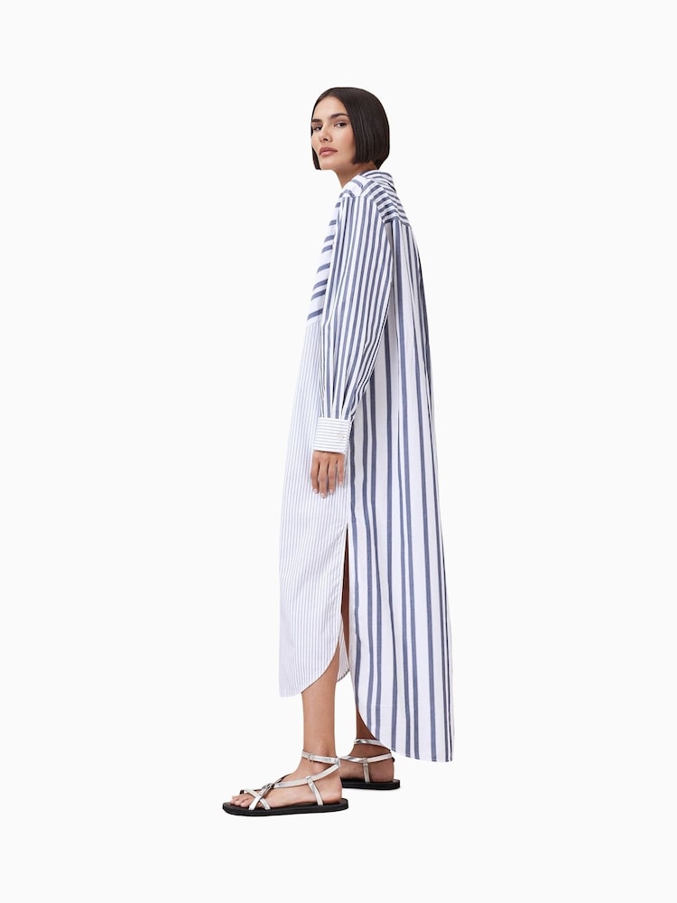 AllSaints Blue Shannon Shirt 100% Organic Cotton Dress - Image 1 of 8