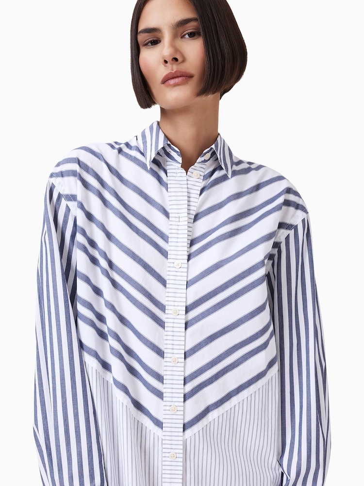AllSaints Blue Shannon Shirt 100% Organic Cotton Dress - Image 2 of 8