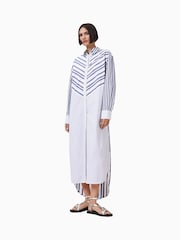 AllSaints Blue Shannon Shirt 100% Organic Cotton Dress - Image 6 of 8