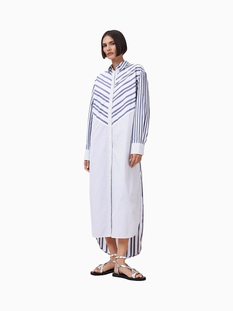 AllSaints Blue Shannon Shirt 100% Organic Cotton Dress - Image 6 of 8