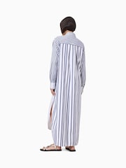 AllSaints Blue Shannon Shirt 100% Organic Cotton Dress - Image 7 of 8