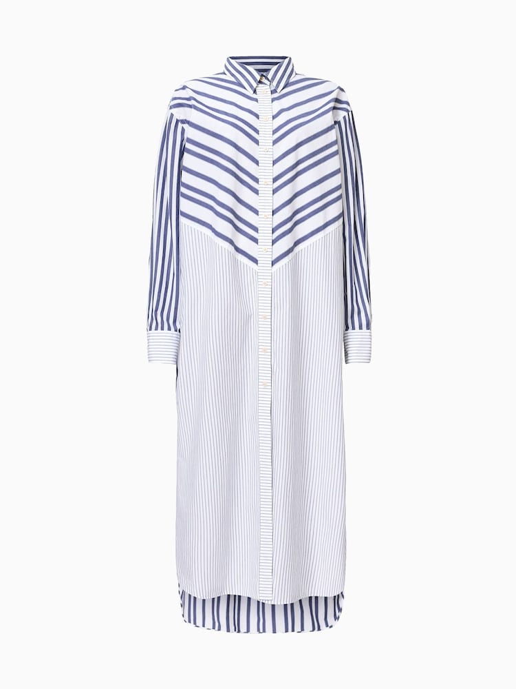 AllSaints Blue Shannon Shirt 100% Organic Cotton Dress - Image 8 of 8