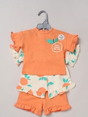 Lily & Jack Orange 4-Piece Mix and Match Printed 100% Cotton  T-Shirt and Shorts Set - Image 2 of 5