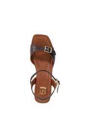 Dune London Brown Jeane Wooden Look Mid Heel Sandals - Image 5 of 6