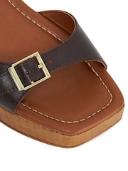 Dune London Brown Jeane Wooden Look Mid Heel Sandals - Image 6 of 6