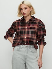 Pink/Brown Check - Camisa Cropped de manga comprida - Imagem 1 de 8