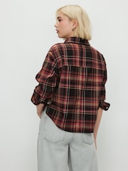 Pink/Brown Check - Camisa Cropped de manga comprida - Imagem 3 de 8