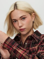 Pink/Brown Check - Camisa Cropped de manga comprida - Imagem 4 de 8