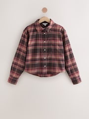 Pink/Brown Check - Camisa Cropped de manga comprida - Imagem 6 de 8