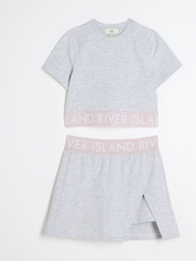 River Island Pink Girls Waistband Top and Skort Set - Image 3 of 5