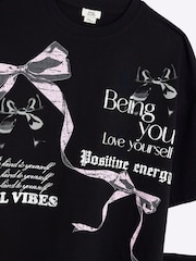 River Island Black Girls Bow T-Shirt and Shorts Set - Image 5 of 5