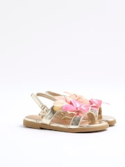 River Island Gold Girls Orchid Flower Sandals - Image 2 of 5