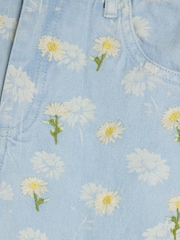 River Island Blue Girls Denim Daisy Ombre Wide 100% Cotton Jeans - Image 3 of 4