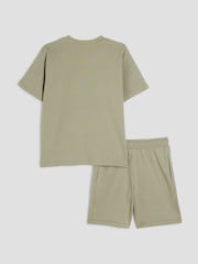 River Island Green Boys RR 100% Cotton T-Shirt and Shorts Set - Image 2 of 5