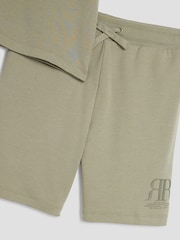 River Island Green Boys RR 100% Cotton T-Shirt and Shorts Set - Image 5 of 5