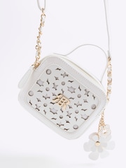 River Island White Girls Faux Leather Flower Lasercut Cross-Body Bag - Image 3 of 5