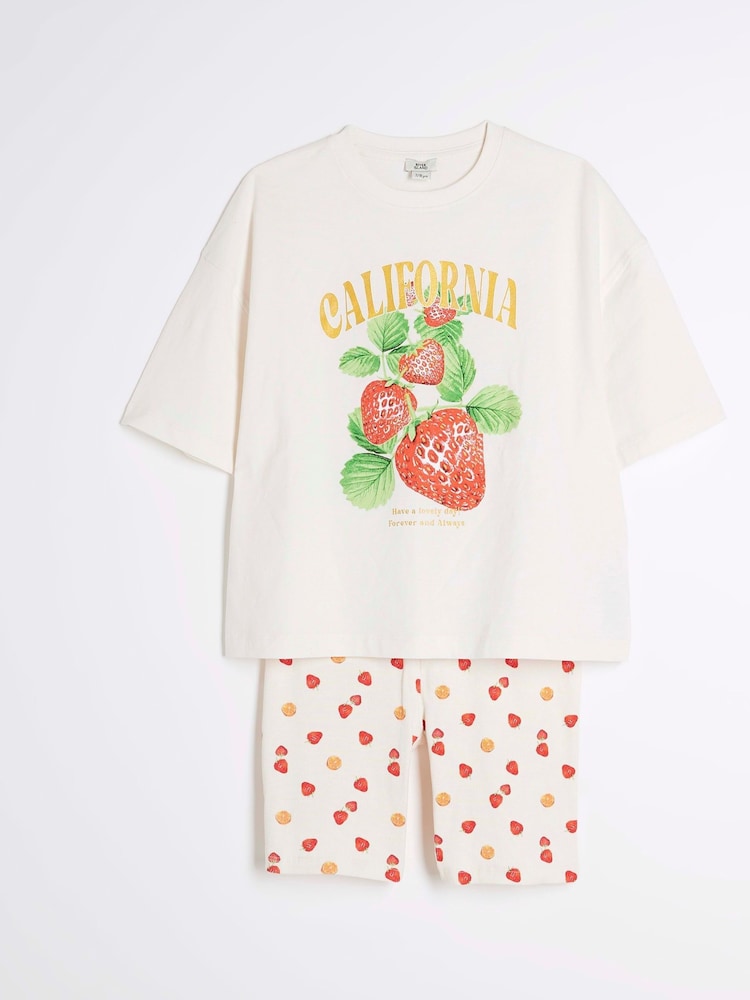 Ensemble t-shirt et short River Island Cali Strawberry fille - Image 3 of 5