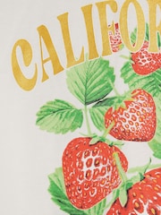 River Island Cream Girls Cali Strawberry T-Shirt and Shorts Set - Image 4 of 5