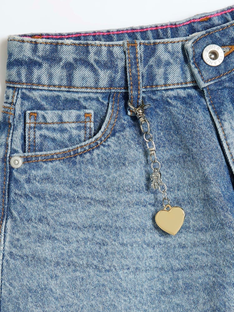 River Island Blue Girls Denim Circle 100% Cotton Shorts - Image 3 of 4