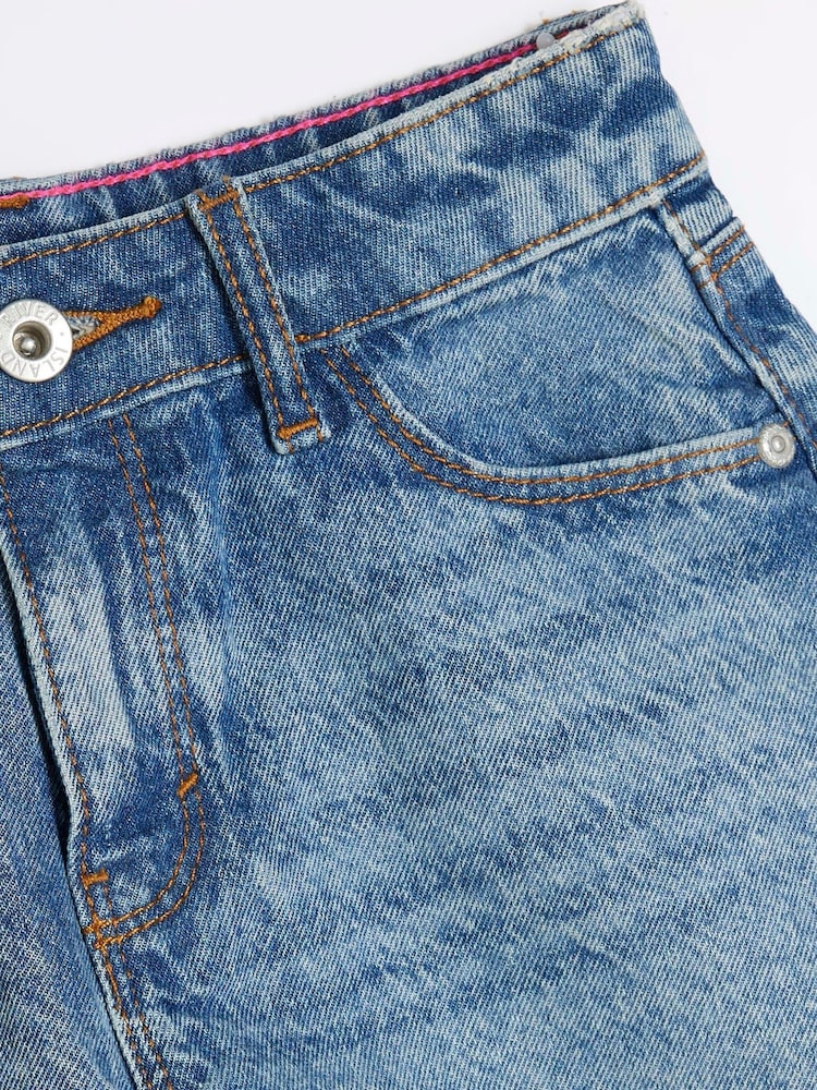 River Island Blue Girls Denim Circle 100% Cotton Shorts - Image 4 of 4