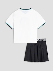 River Island Black Girls Pleated 100% Cotton Top & Skirt set - Image 2 of 5