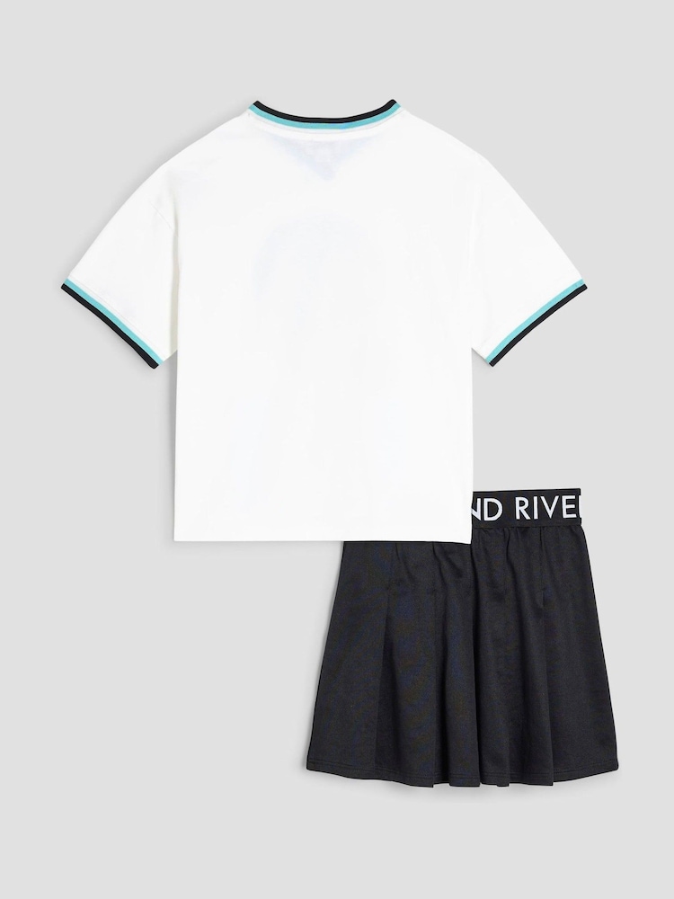 River Island Black Girls Pleated 100% Cotton Top & Skirt set - Image 2 of 5 River Island Black Girls Pleated 100% Cotton Top & Skirt set - Image 2 of 5
