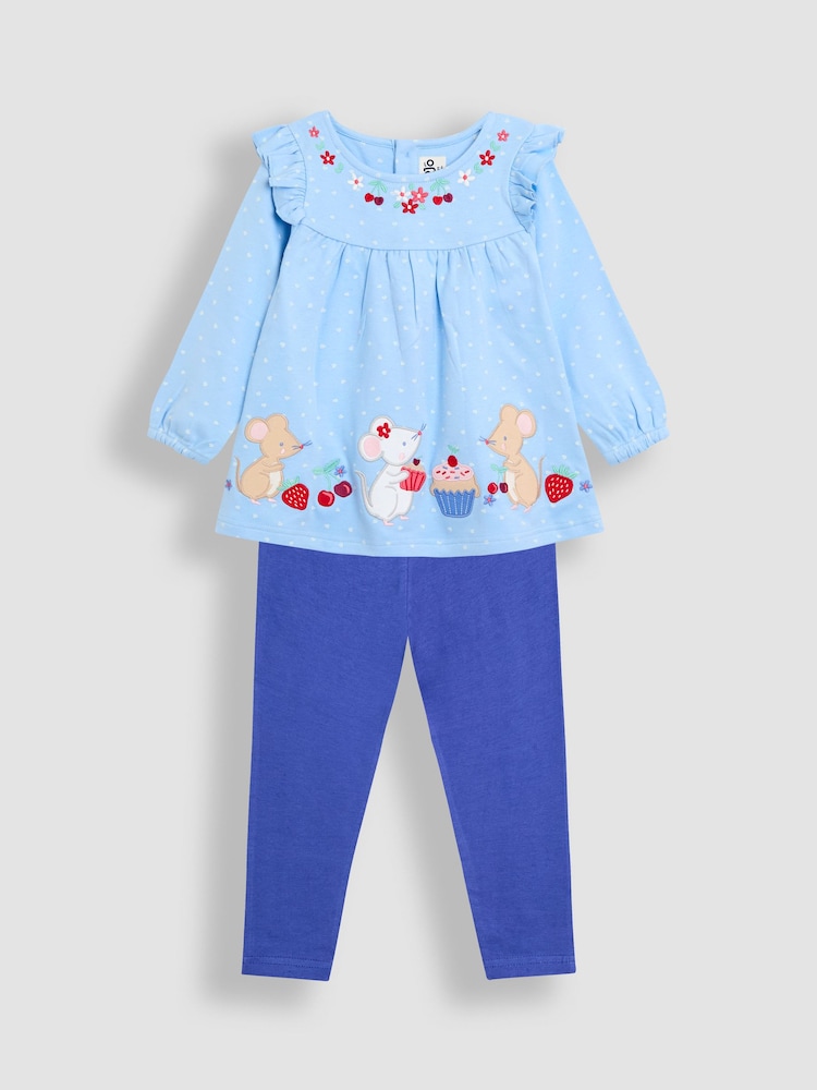Jojo Maman Bébé Blue Top Leggings Set - Image 1 of 5
