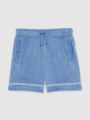 Reiss Airforce Blue Chesley Towelling Brand-Embroidered Shorts - Image 1 of 5
