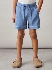 Reiss Airforce Blue Chesley Towelling Brand-Embroidered Shorts - Image 3 of 5