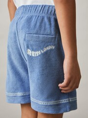 Reiss Airforce Blue Chesley Towelling Brand-Embroidered Shorts - Image 4 of 5