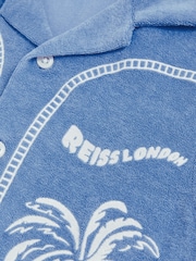 Reiss Airforce Blue Barnes Towelling Palm-Embroidered Shirt - Image 5 of 5