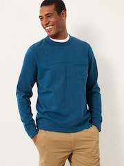 FatFace Wilman Dark Teal Blue Crew Sweat - Image 1 of 5