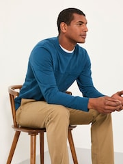 FatFace Wilman Dark Teal Blue Crew Sweat - Image 4 of 5