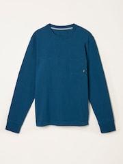 FatFace Wilman Dark Teal Blue Crew Sweat - Image 5 of 5
