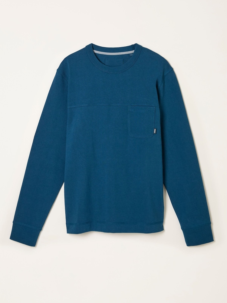 FatFace Wilman Dark Teal Blue Crew Sweat - Image 5 of 5
