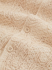 Reiss Oatmeal Finn Cotton-Blend Embroidered Crochet Shirt - Image 6 of 6