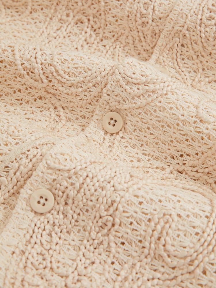 Reiss Oatmeal Finn Cotton-Blend Embroidered Crochet Shirt - Image 6 of 6 Reiss Oatmeal Finn Cotton-Blend Embroidered Crochet Shirt - Image 6 of 6